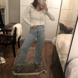 Club Monaco white open back long-sleeve top